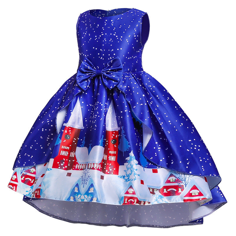 Toddler Girls Sequin Gown Dress Christmas Costume Girl's Gown Forged Cloth Dress Snowflake Princess Dress