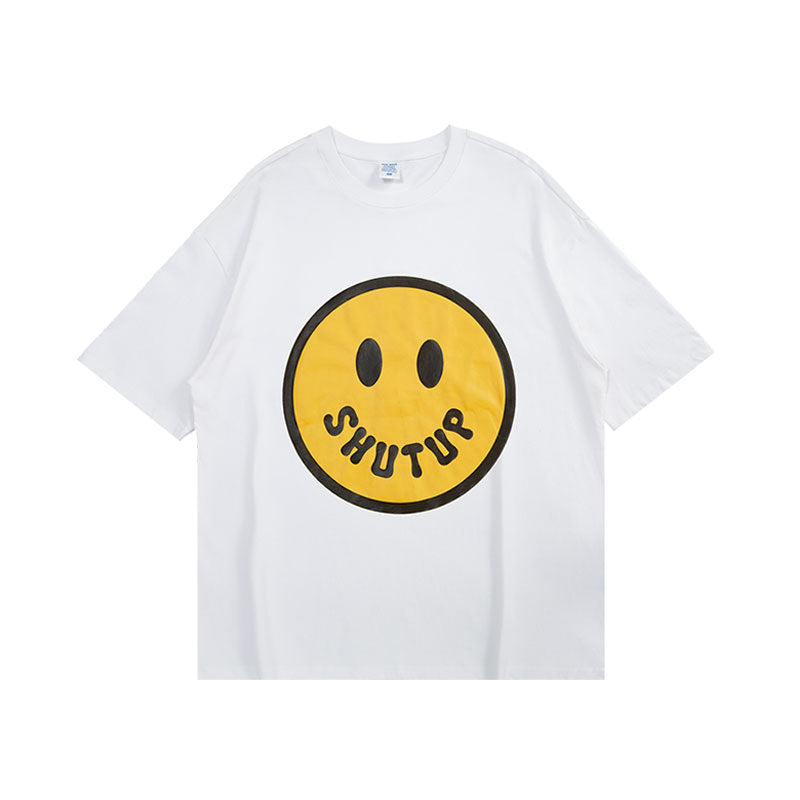 Smiley Face T Shirt Color-Changing Smiley Print Casual Loose Short Sleeves T-shirt