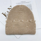 Toboggan Hat Autumn and Winter Knitted Woolen Cap Women's Warm Pullover Hat