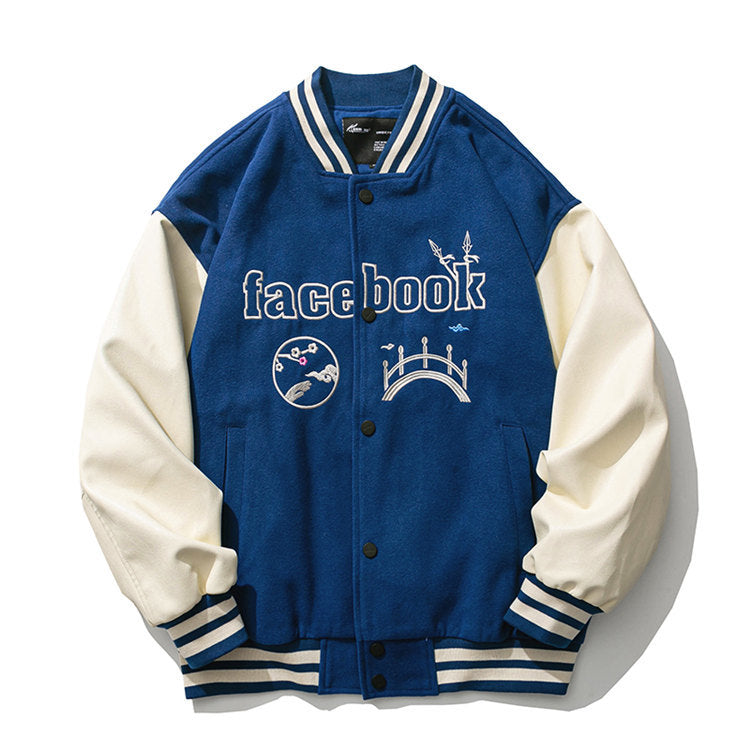 Varsity Jacket Vintage Autumn Coat Campus Literary Style Face-Changing Embroidery Youth Men's Baseball Uniforms