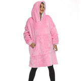 Hoodies Blankets Winter Fleece-Lined Thickened Lazy Blanket Solid Color Large Pocket Home