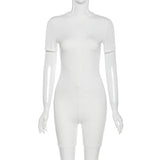 Summer Women's Solid Color Zipper Slim Fit Hip Lifting Sport Jumpsuit