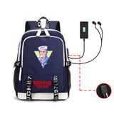 Stranger Things Hellfire Club Backpack Large Capacity Backpack Computer Bag USB Charging