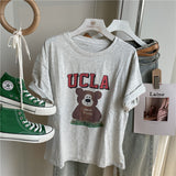 UCLA T Shirt Loose Letter Bear Print T-shirt Spring And Summer Short Sleeve