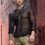 Rave Outfits Men Long Sleeve Shirt Sexy T-shirt Bottoming Shirt Fashion Solid Color Knitted