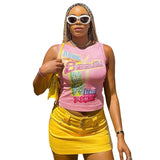 Music Festivals Rave Outfits Girls Tops Summer Women's Fashion round Neck Slim Fit