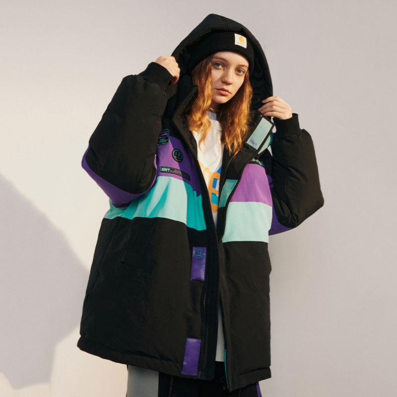 Women Winter Coats Puffer Jacket Down Coat Fall Winter Coat Contrast Color Drawstring Warm Leisure Down Jacket