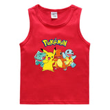 Children Pokemon Pikachu T Shirt Cotton Leisure Sweat Absorbing Sports Vest