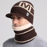 Men Winter Hats Men's Winter Fleece-Lined Thickened All-Matching Knitted Wool Hat
