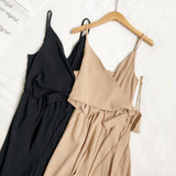 Mauve Dress Summer Fashion V-neck Lace-up Suspender Jumpsuit Suspender Dress for Women