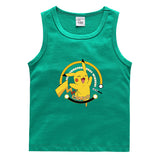 Children Pokemon Pikachu T Shirt Casual Sports Sweat-Absorbent Cotton Vest