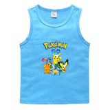 Children Pokemon Pikachu T Shirt Casual Sports Sweat-Absorbent Vest