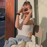 Music Festivals Rave Outfits Girls Tops Summer Women's Fashion Floral Slim-Fitting Short Sleeve Sexy
