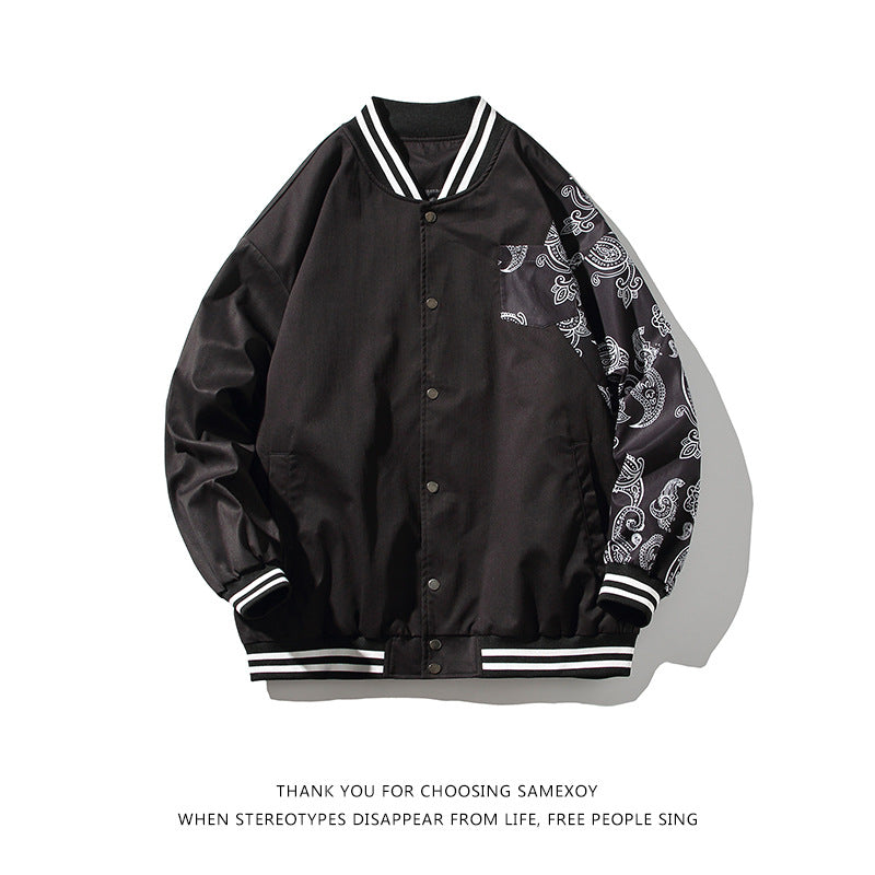 White Varsity Jacket High Street Men's Hiphop Baseball Uniform Men's Autumn Thin Cotton-Padded Coat Jacket