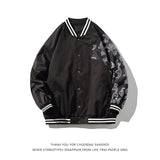 White Varsity Jacket High Street Men's Hiphop Baseball Uniform Men's Autumn Thin Cotton-Padded Coat Jacket