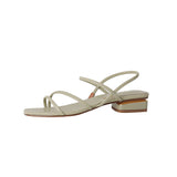 Nude Block Heel Peep Toe Flat Sandals
