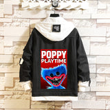 Comic Denim Jacket Men and Women Fashion Hooded Denim Jacket Spring and Autumn