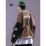 Bone Varsity Jacket Autumn Stitching Baseball Uniform Men's Loose Casual Jacket