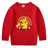 Children Pokemon Pikachu Hoodie Children's Cotton T-shirt for Spring and Autumn