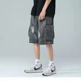 Men Denim Shorts Ripped Denim Shorts Men's Summer Loose