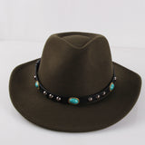 Cowgirl Hats Ethnic Style Western Style Cowboy Hat Rivet Woolen Hat