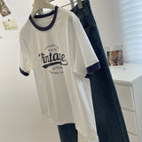 Preppy Aesthetic T Shirt Vintage Letter Print T-shirt