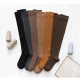 Winter Thick Knit Thigh High Socks Long Stockings Boot Solid Color Calf Socks Long Socks Female Stockings Black Autumn and Winter