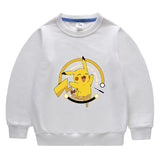 Children Pokemon Pikachu Hoodie Spring and Autumn Solid Color round Neck Sweater Long Sleeve Cotton