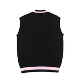 Men Sweater Vest Love Embroidered Knitwear Vest Men's BF Idle Style V-neck Sweater Vest Sleeveless Pullover