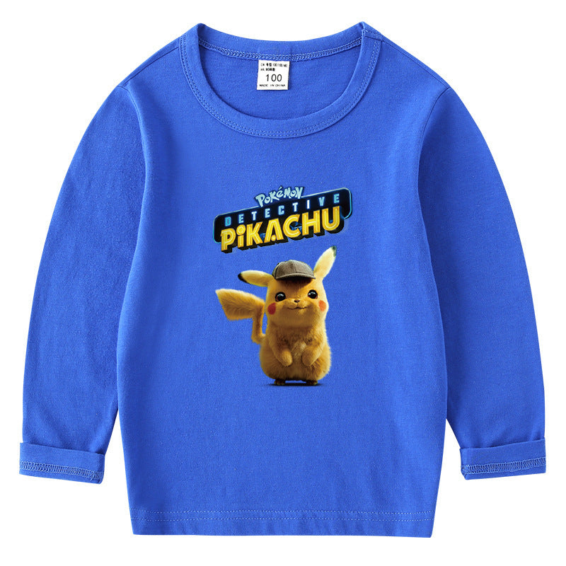 Children Pokemon Pikachu Hoodie Children's Cotton T-shirt for Spring and Autumn