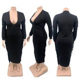 Nina Parker Black Dress plus Size Sexy Tassel Dress