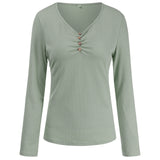 Women Fall Fall/Winter BM Style Solid Color Slimming Long-Sleeved T-shirt Women's Top