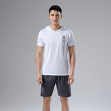 Sweat Wicking Shirt Ice Silk Hooded Short-Sleeved Hoodie Men's Summer Running