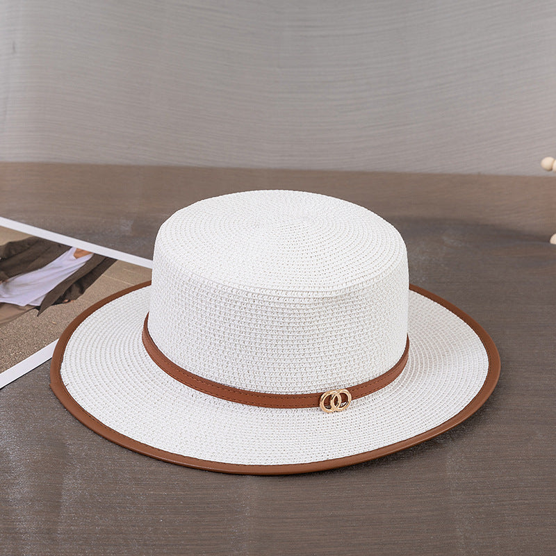 Italian Fedora Hats Short Brim Straw Hat Women's Summer Top Hat