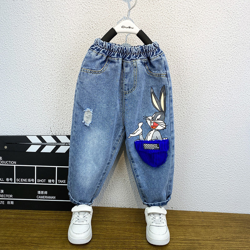 Toddler Boys Pants Children's Jeans Spring and Autumn Leisure