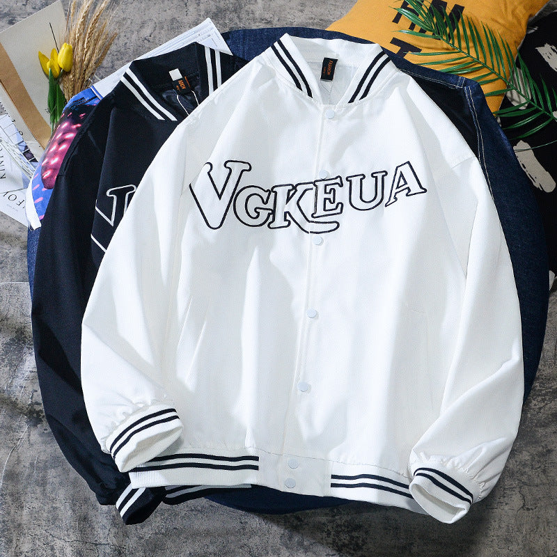 Jock Jacket Spring and Autumn Stand Collar Embroidery Jacket Men's Youth Student Couple Baseball Uniform