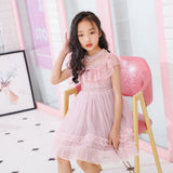 Girl Dress Summer Sleeveless Lacy Lotus Leaf Lace Dress