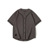 Baggy Baseball Jersey Men's Clothing Summer Baseball Collar Cardigan T-shirt Men's Loose