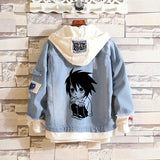 Comic Denim Jacket Men and Women Street Hip Hop plus Size Hooded Hooded Jacket