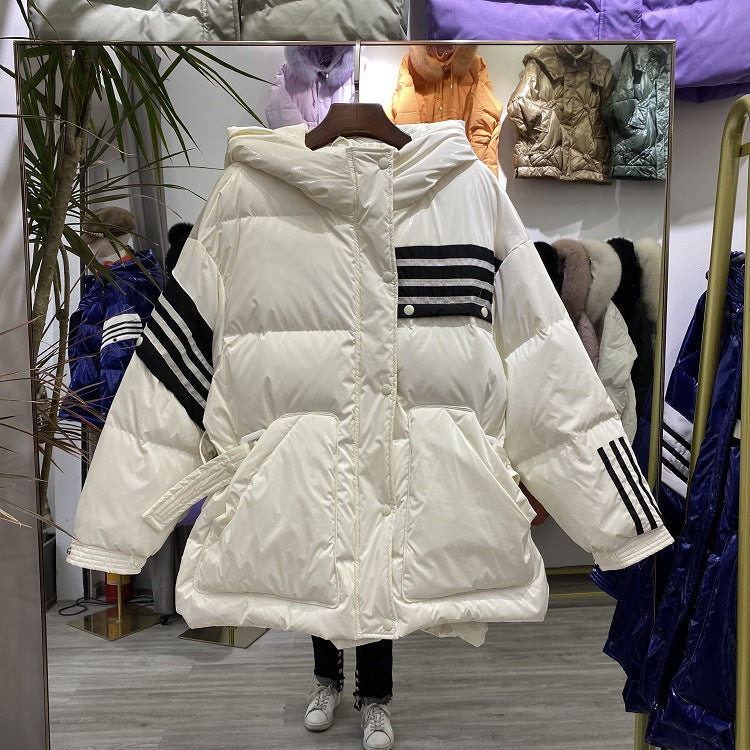 Women Winter Coats Puffer Jacket Down Coat Fall Winter Hooded Down Jacket Female Loose White Duck Down Coat