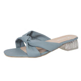 Women Open Toe Sandals Flats Summer Square Toe Chunky Heel Fashion Cross Sandals