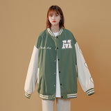 White Varsity Jacket Spring and Autumn Coat Women's Harajuku Style Loose Sports Baseball Uniform All-Match Top Jacket