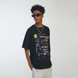 Oversized 90S T Shirt Alphabet Graffiti Print Summer Casual Loose-Fitting T-shirt