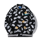 The Bears Varsity Jacket Little Bear Camouflage Spring and Autumn Jacket Retro Couple Baseball Uniform Fresh Men's and Women's Coats