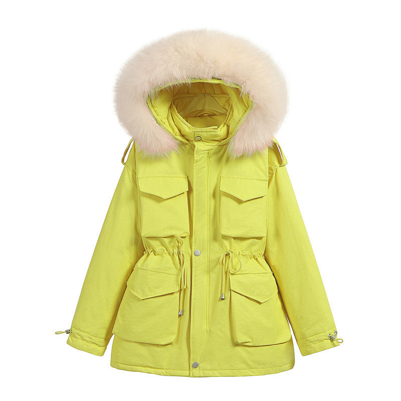 Women Winter Coats Puffer Jacket Down Coat Big Fur Collar Down Jacket Female Loose White Duck Down