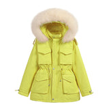 Women Winter Coats Puffer Jacket Down Coat Big Fur Collar Down Jacket Female Loose White Duck Down