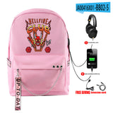 Stranger Things Hellfire Club Backpack Anime Peripheral Stranger Things Backpack Travel Bag USB Charging