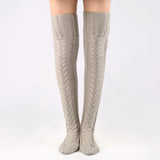 Winter Thick Knit Thigh High Socks Long Stockings Boot Autumn and Winter Knitting over the Knee Stockings