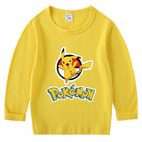 Children Pokemon Pikachu Hoodie Cotton T-shirt Crew Neck