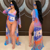 See through Pants Suit Women's Sexy Mesh Swimsuit One-Piece Coat